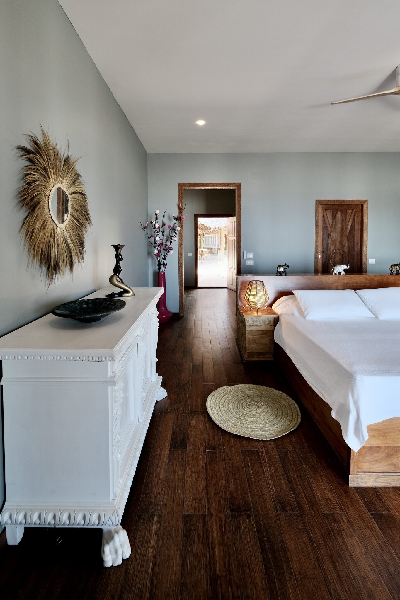 Beach Villa Sea View interior with king bed and sea-facing window