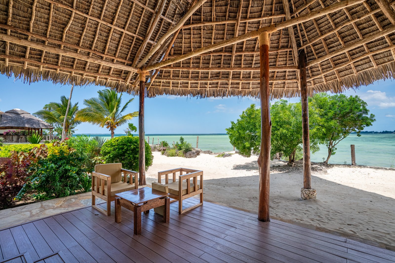 Beach Villa private thatched terrace facing the beach