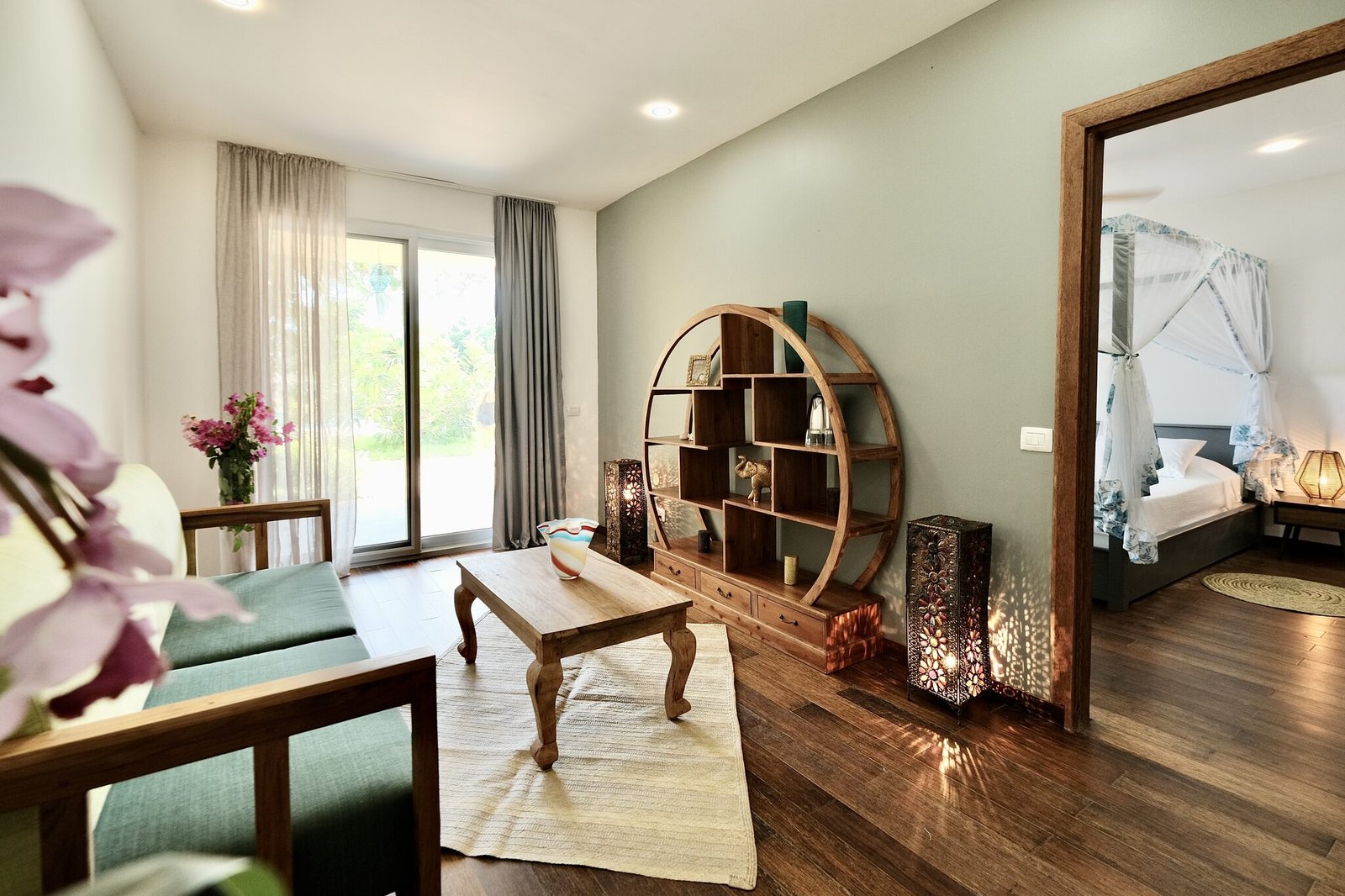 Deluxe Room living area with handcrafted Zanzibari furniture