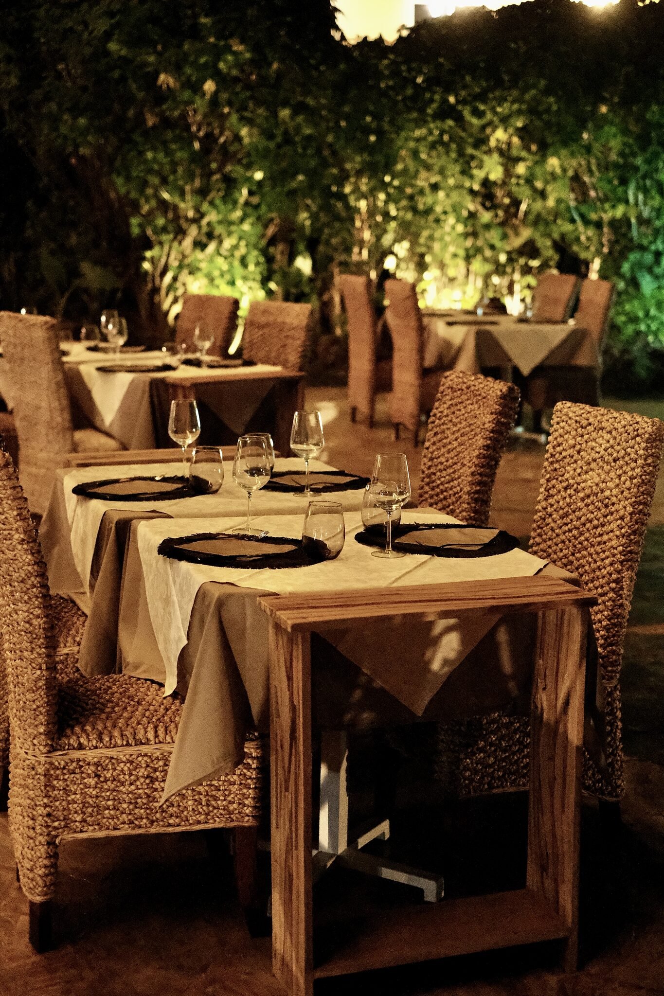 Candlelit anniversary dinner in the gardens at Maharaja Boutique Hotel